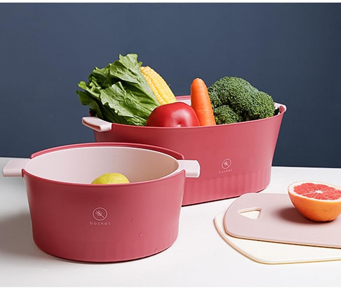 Kitchen Washbas Food Strainer Drain Basket Rotating Drainer Double-Layer Basin Vegetable Fruit Washing Strainer