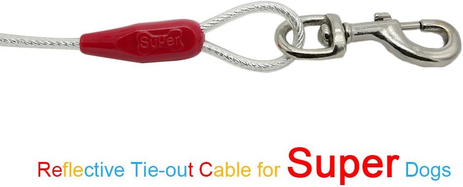 Petest 25ft Reflective Tie-Out Cable for Small Dogs Up to 35 Pounds