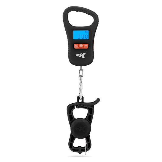 KastKing Fish Scale with Lip Gripper, ToughTide USB Charging Fishing Scale Built-in Measuring Tape, 65lb Capacity, Ultra-Thin Digital Fish Scale, LCD Display, Ergonomic Handle, Black Combo - PuriLite