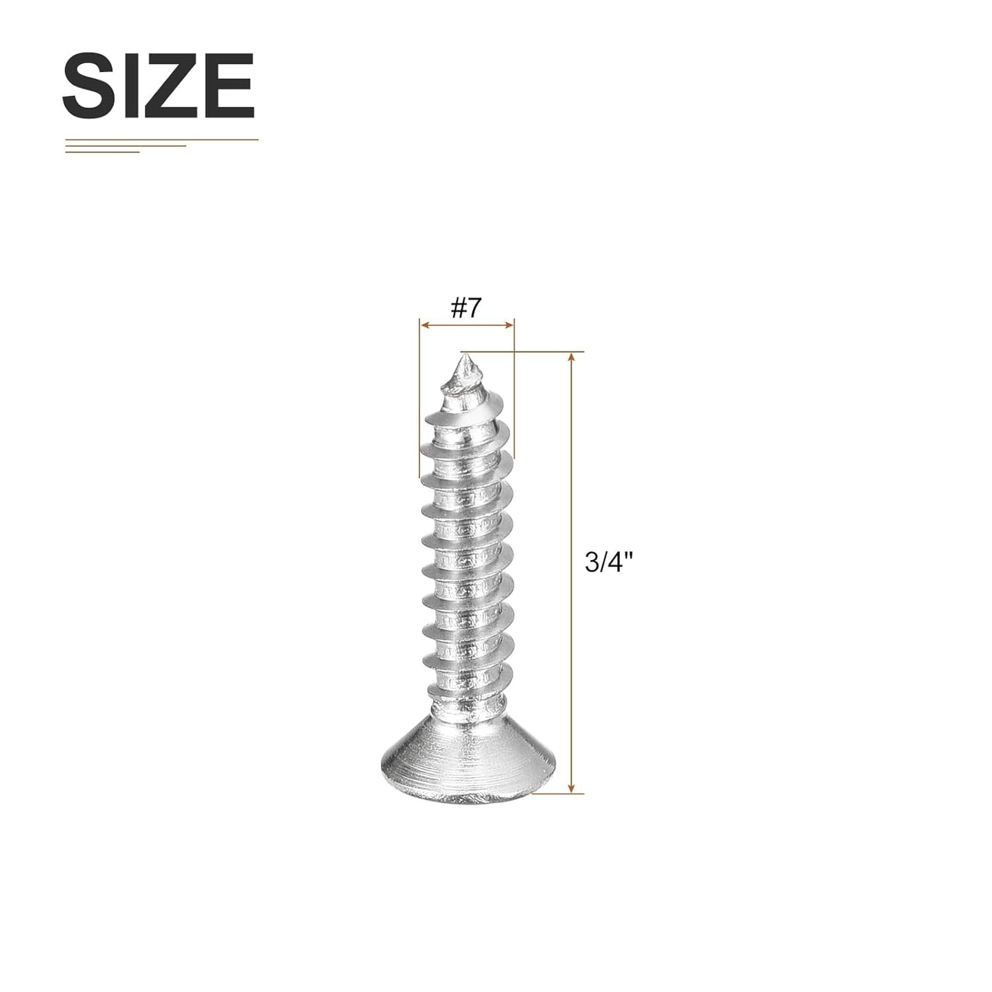 DTGN 100Pcs #6x1/2 Flat Head Wood Screws, 304 Stainless Steel Phillips Self Tapping Screws - Good for Woodworking, Furniture - Silver