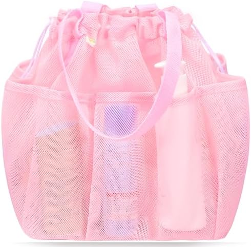 famichan Mesh Shower Caddy Portable, Dorm Room Essentials for College Students, Large Capacity with 8 Pockets Shower Bag for Camping,Swimming,Gym,Travel