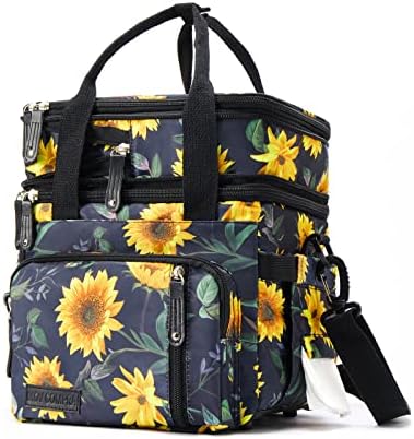 Lunch Bag Women Insulated Lunch Box for Work, Purple Expandable Large Lunch Bags, Leakproof Double Deck Lunch Box Cooler Bag(Purple)