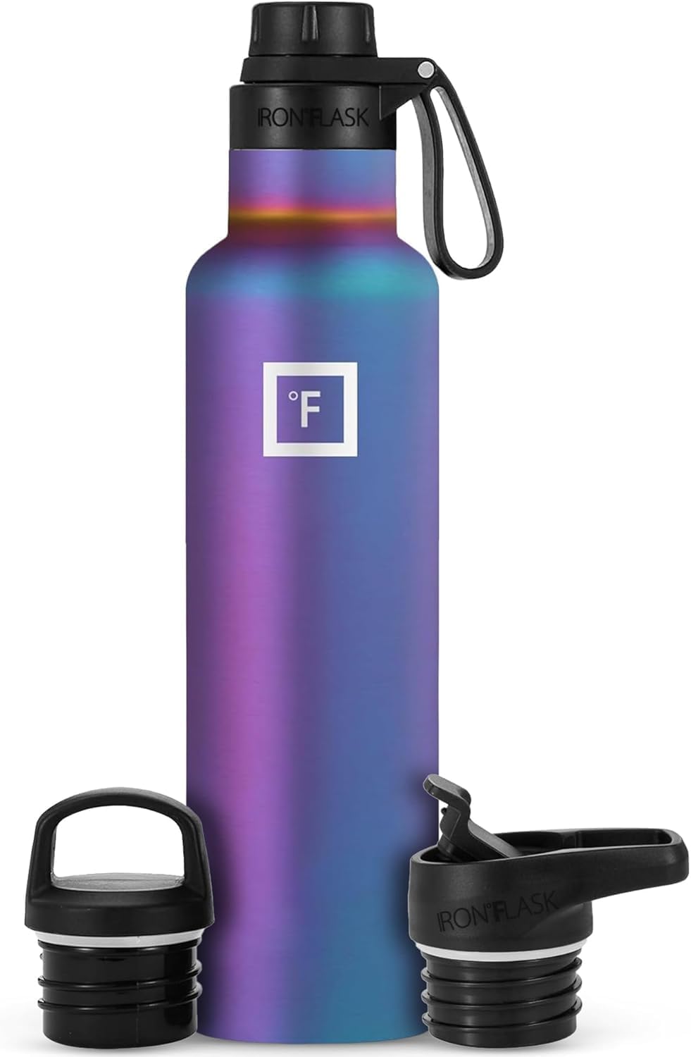 Camping & Hiking Hydration Canteens - 24oz 3 Lids (Narrow Straw/Spout Lid) Leak Proof Vacuum Insulated Stainless Steel - Hot & Cold Double Walled Sports Water Bottle