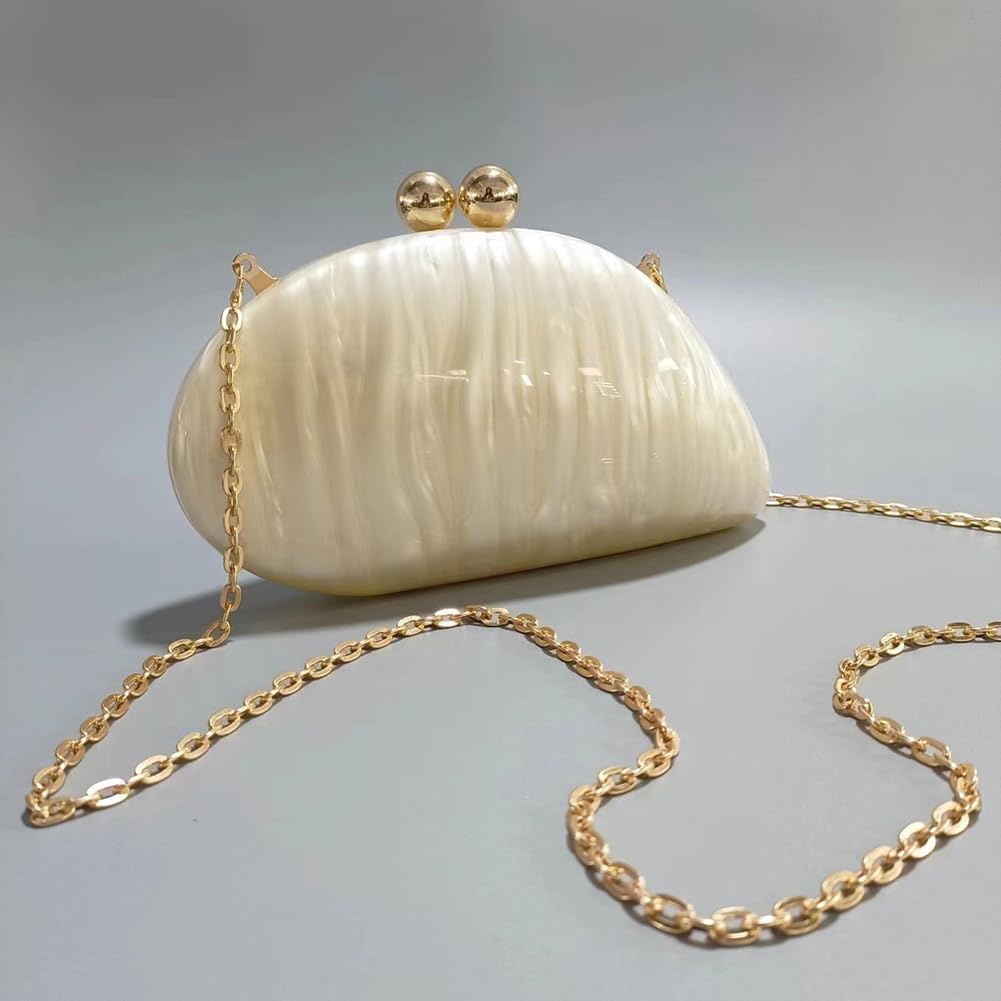AZURAOKEY Sparkly Acrylic Evening Seashell Clutch Purse for Women Acrylic Evening Clutch Bag for Wedding Cocktail Party