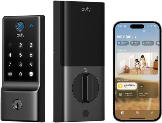 eufy Smart Lock E30, Fingerprint Keyless Entry Door Lock, Smart Door Lock for Front Door, Supports Matter, Apple Home, Alexa, Google Home, SmartThings - PuriLite