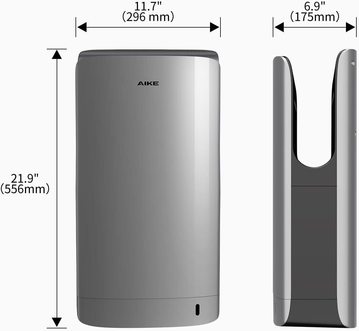 AIKE HEPA Filtered Vertical Hand Dryer Slim, 110-130V Silver 2023 New Version Model AK2065