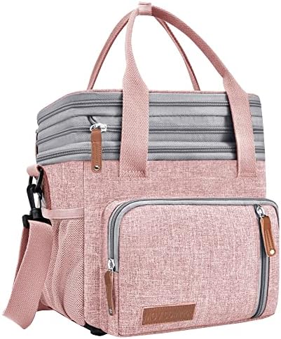 Lunch Bag Women Insulated Lunch Box for Work, Purple Expandable Large Lunch Bags, Leakproof Double Deck Lunch Box Cooler Bag(Purple)
