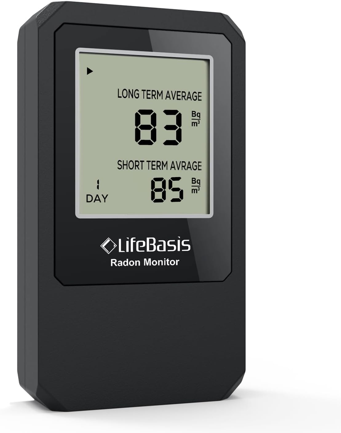Life Basis Radon Detector for Home Radon Tester Portable with Large Screen Long and Short Term Radon Monitoring Battery Operated, Canadian Version in Bq/m - Dark Grey