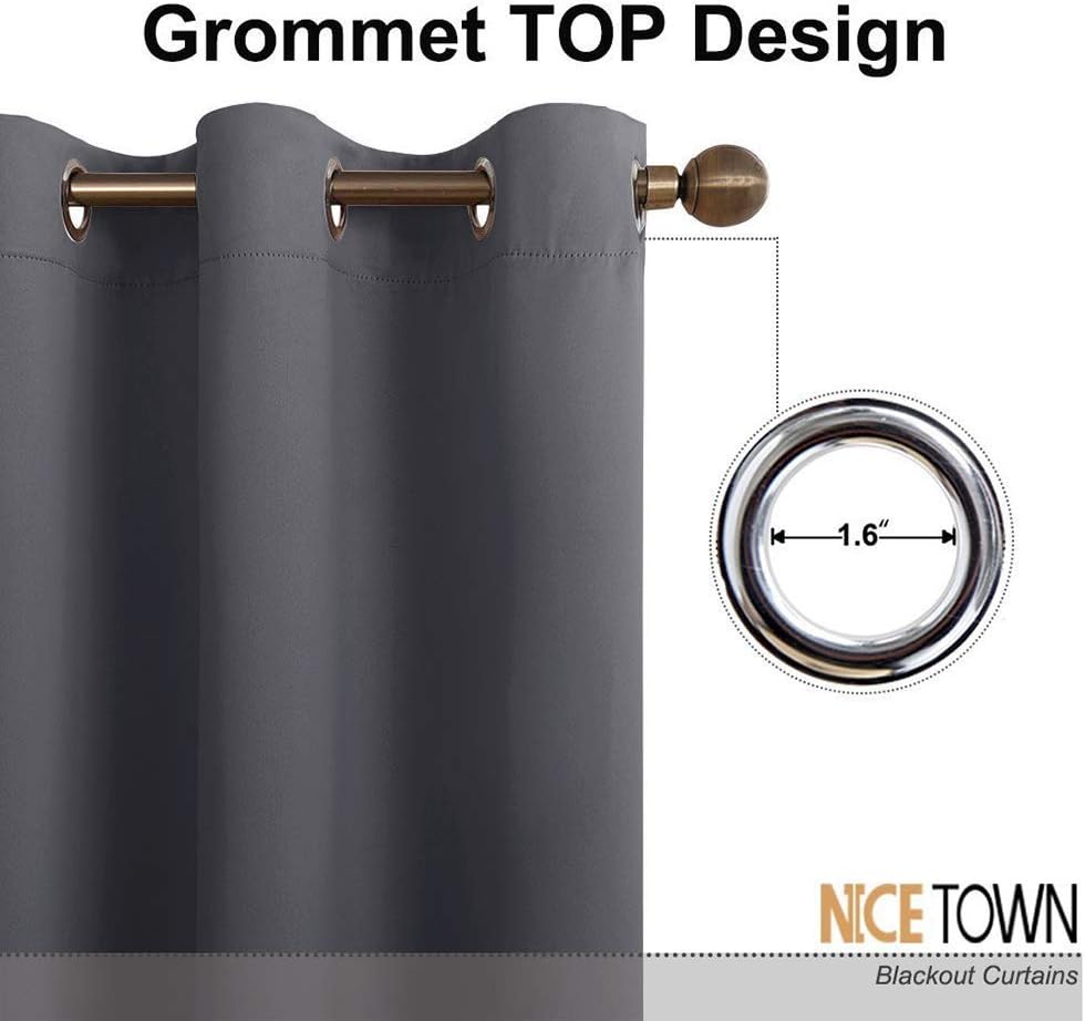 NICETOWN Blackout Curtains 2 Panels for Bedroom- Thermal Insulated Grommet Blackout Curtains 63 Inches Long for Living Room/Kitchen Rideaux occultants (2 Panels, W42 x L63 -Inch,Grey) - PuriLite