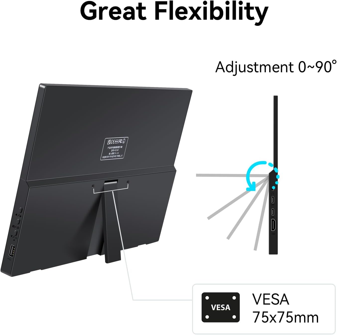 Portable Monitor 16 Inch 1920X1200P FHD Dual USB-C HDMI Travel Portable Monitor with Stand &Speakers, Eye Care IPS External Laptop Monitor for Computer/PC/Raspberry Pi/ PS5/Switch, Plug&Play