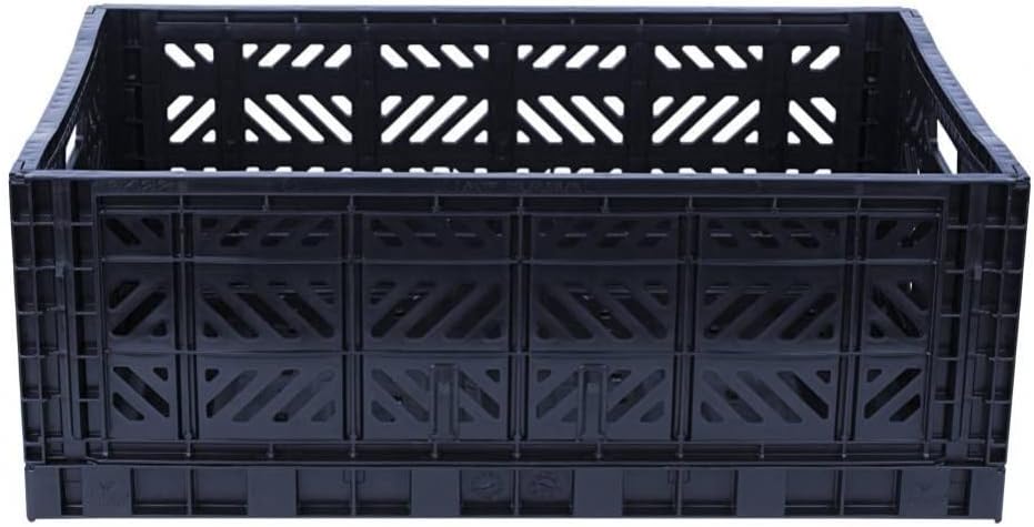 AYKASA Collapsible Storage Bins, Plastic Crate for Storage, Collapsible Crate, Utility Stackable Box (Small, Arctic blue)
