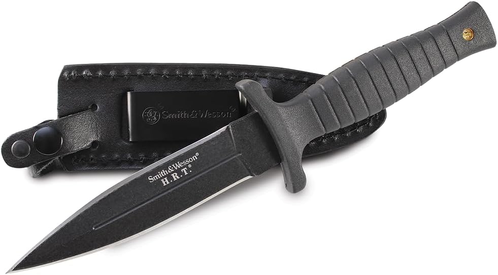 Smith & Wesson 9" H.R.T Double Edged Boot Knife,Black