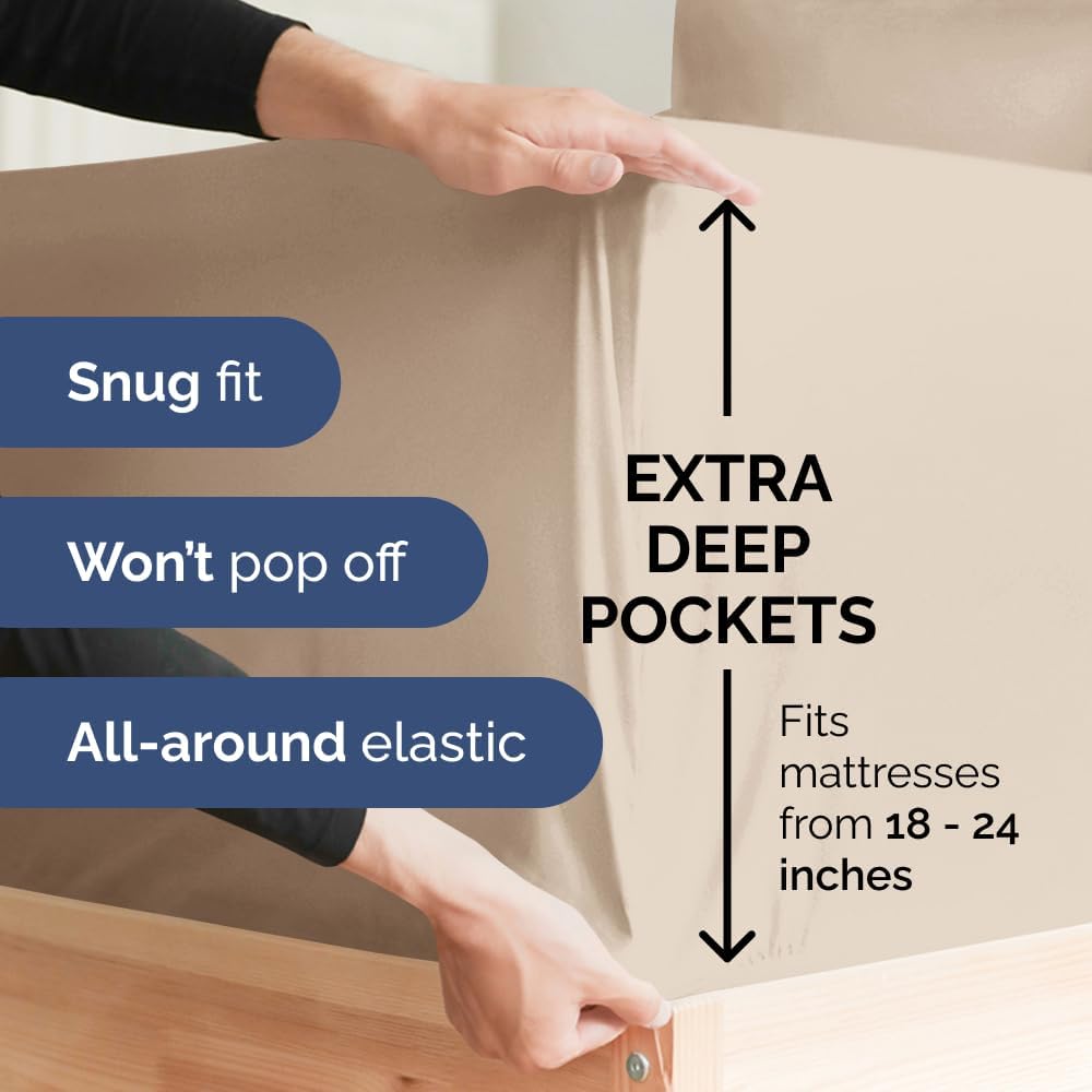 Extra Deep Queen Sheet Set - 6 Piece Breathable & Cooling Sheets - Hotel Luxury Bed Sheets Set - Easy & Secure Fit - Soft, Wrinkle Free & Comfy Sheets Set - White Sheet Set w/Extra Deep Pockets