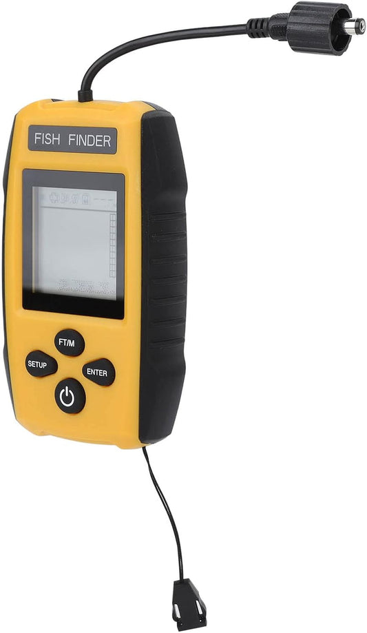 Generic Portable Fish Finder, Kayak, Boat Wired Handheld Fish Depth Finder LCD Display, Sonar Sensor for Lake Sea Ice, 100M/328Feet Detection Range