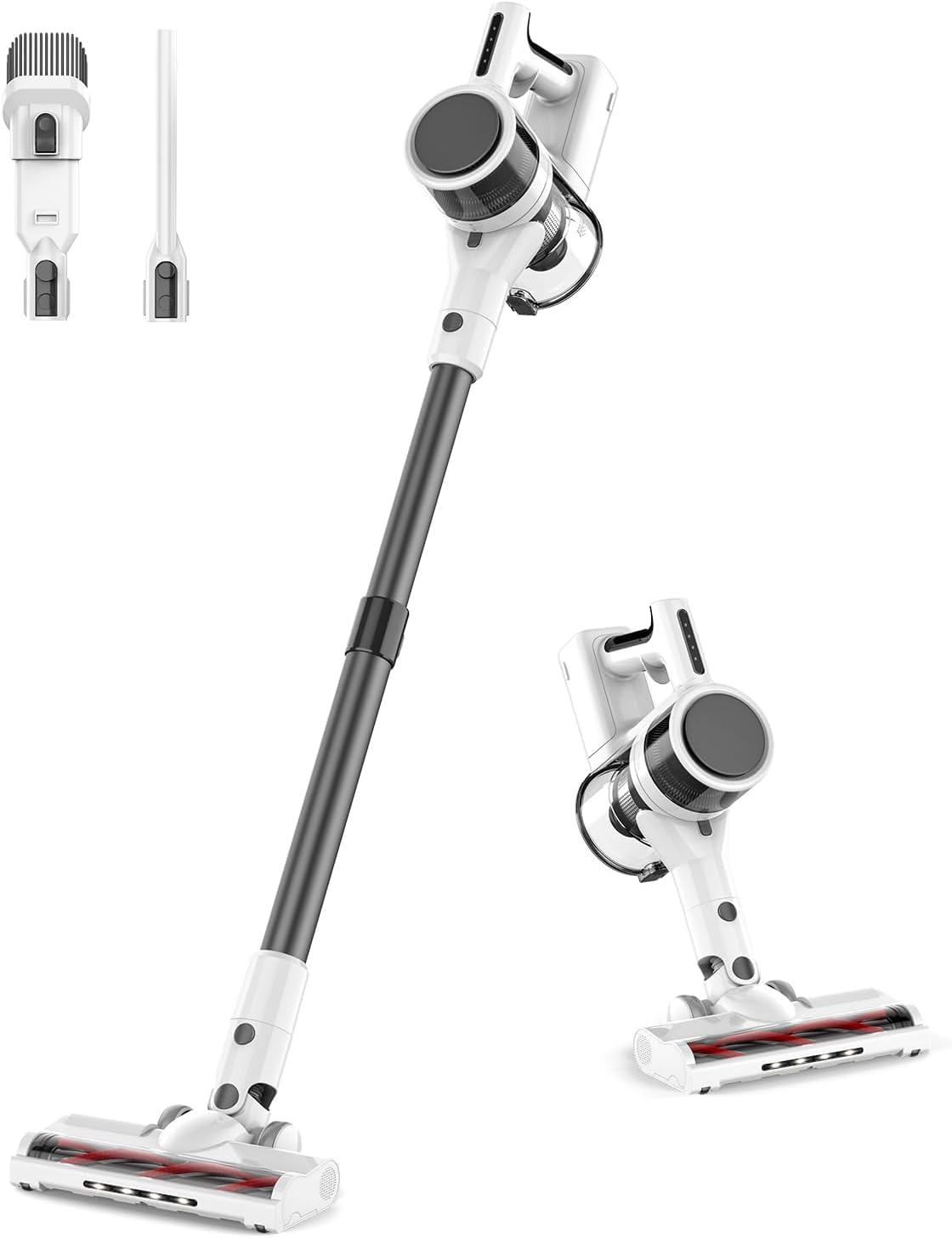 4‑in‑1 Multi‑Purpose Cordless Vacuum Cleaner, 80,000PRM Strong Suction, 2 Suction Settings, Up to 40 Mins Working Time, Washable Detachable Components (Linen White)