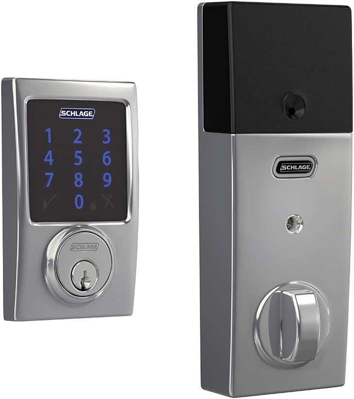 Schlage BE469ZP CEN 622 Connect Smart Deadbolt with Alarm with Century Trim in Matte Black, Z-Wave Plus Enabled