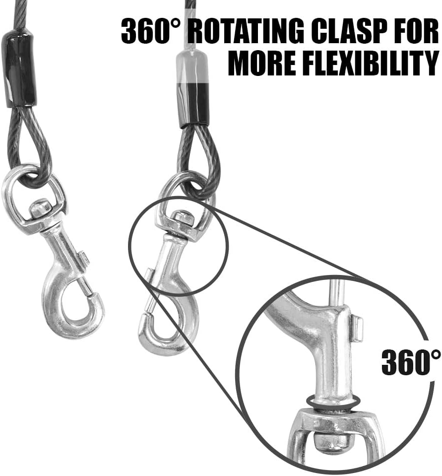BV Pet Small Tie Out Cable for Dog up to 35 Pound, 25-Feet
