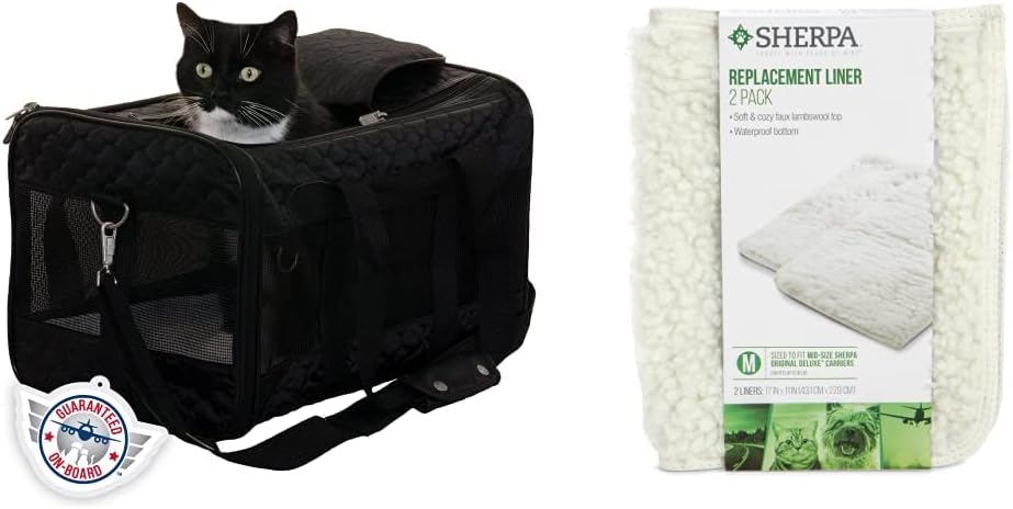 Sherpa Original Deluxe Travel Bag Pet Carrier, Airline Approved & Guaranteed-On-Board - Mesh Panels & Spring Frame, Locking Safety Zippers, Machine Washable Liner - Charcoal Gray, Medium