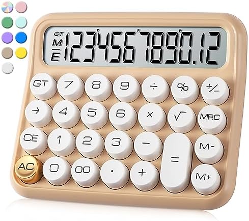 VEWINGL Mechanical Switch Calculator, 12 Digit Large LCD Display and Buttons, Great for Everyday Life and Basic Office Work, with Battery