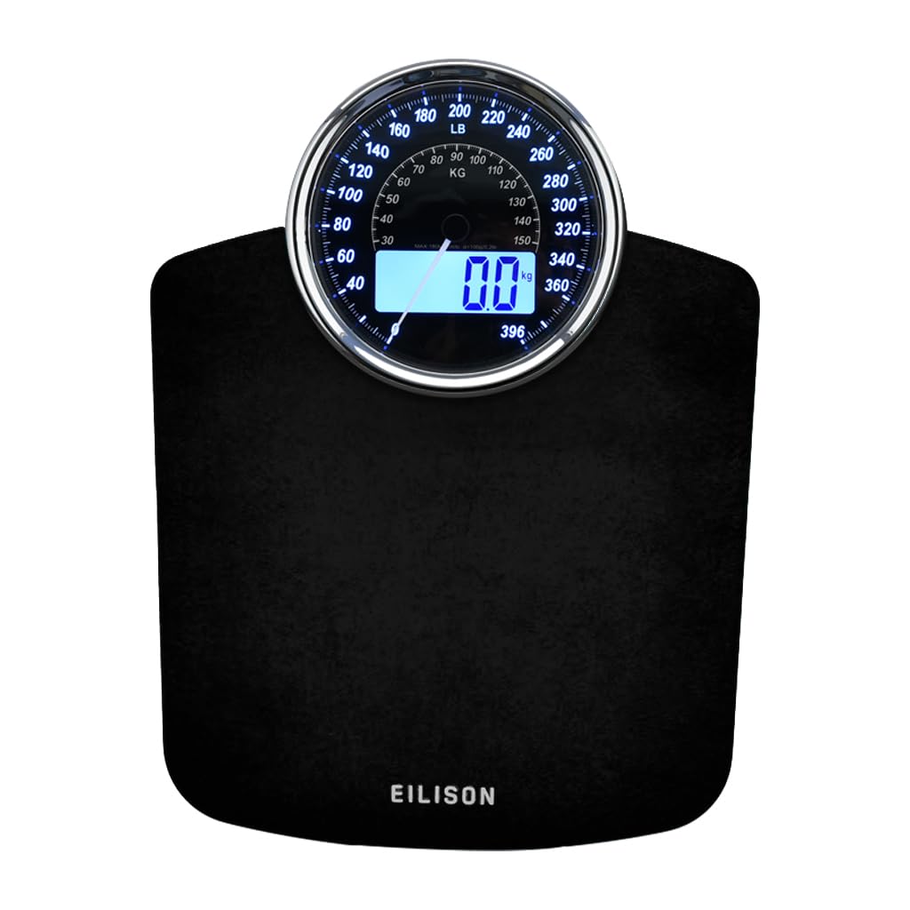 EILISON Highly Advance 2-in-1 Digital & Analog Weighing Scale for Body Weight-400lbs, 4 High Precison GX Sensor Accurate, Thick Tempered Glass, Extra Large Display (White)