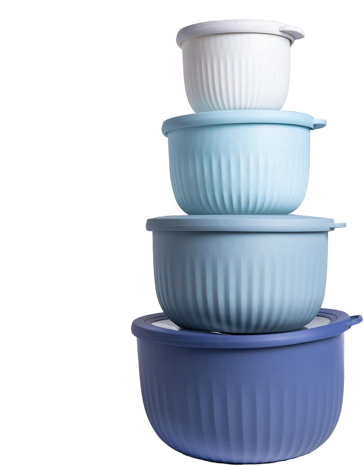 COOK WITH COLOR Prep Bowls with Lids- 8 Piece Nesting Plastic Small Mixing Bowl Set with Lids (Teal Ombre)