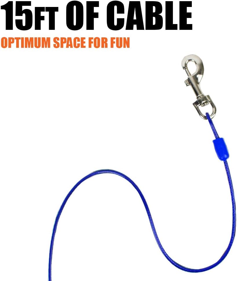 BV Pet Small Tie Out Cable for Dog up to 35 Pound, 25-Feet