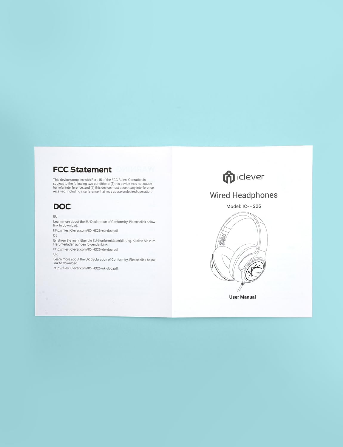 iClever Kids Headphones with Cord, 85dBA Safe Volume Wired Headphones for Kids, Stereo Sound Foldable Adjustable, 3.5mm Jack, Over Ear for School/Boys/Girls/iPad/Tablet/Travel, Blue