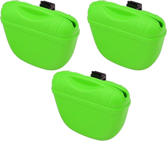 SagaSave Dog Treat Pouch for Training Silicone, Magnetic Closure Opening Portable Dog Treat Bag for Dog Training 3PCS Green