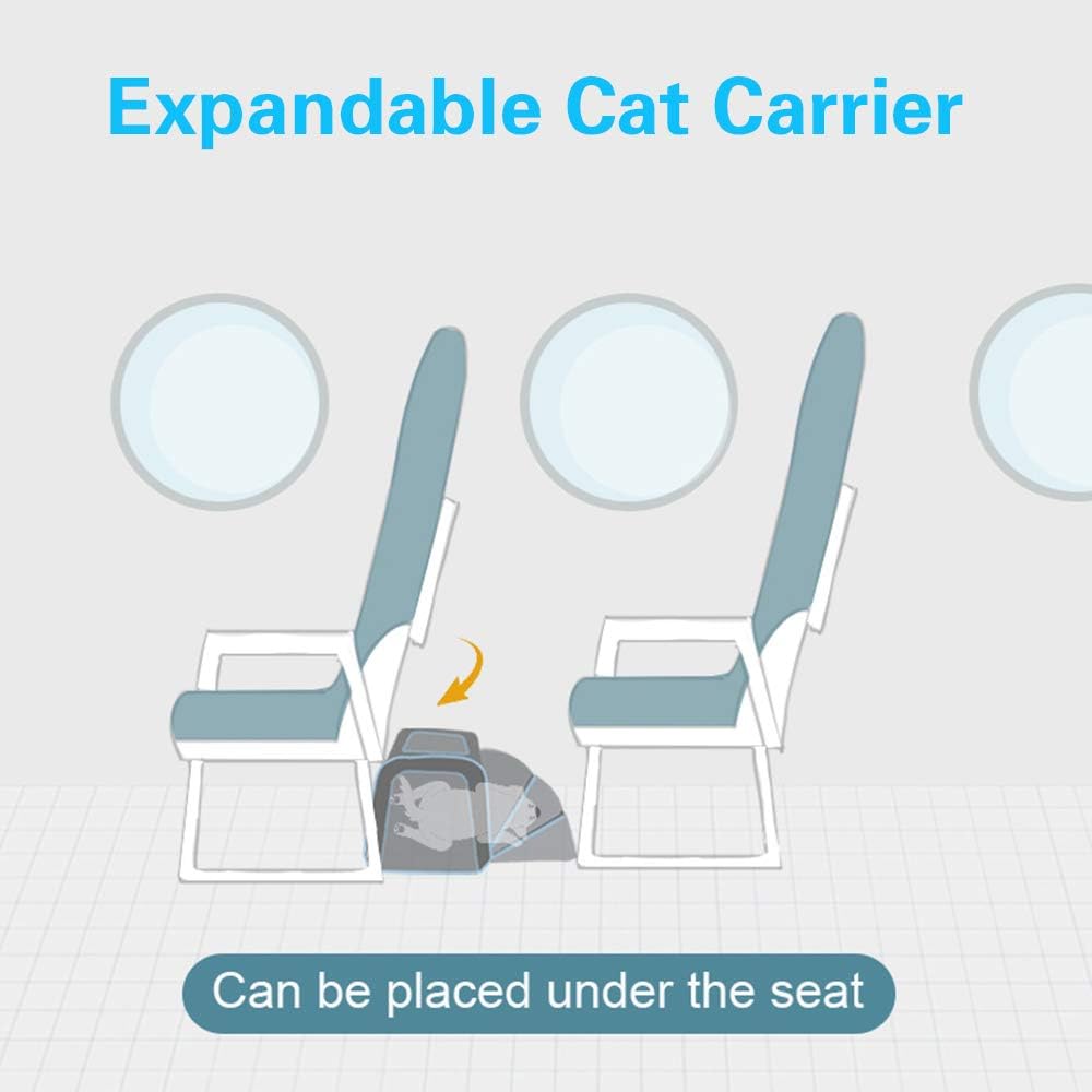 Expandable Cat Carrier, Airline Approved Soft Sided Travel Cat Carrier Bag,Soft Sided Collapsible Pet Dogs Travel Carrier Bag