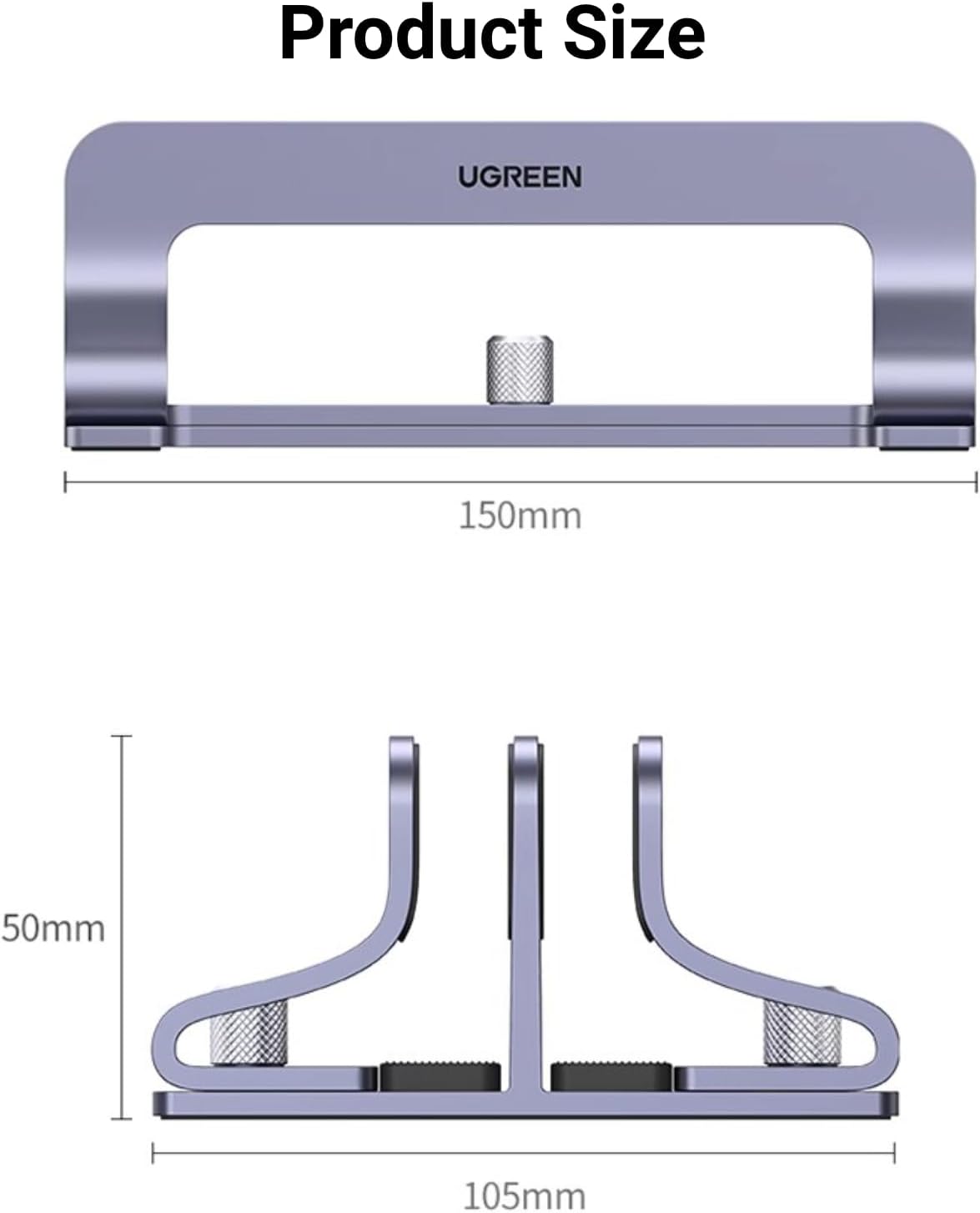 UGREEN Dual Slot Vertical Laptop Stand Holder Mount for Desk, Adjustable Aluminum Stand Compatible with MacBook Pro Air, Ideapad, Surface Book, Chromebook Up to 17.3 Inch