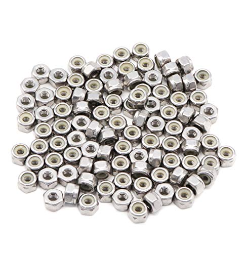 binifiMux 50pcs 1/4-20 Nylon Inserted Self Locking Nuts 304 Stainless Steel