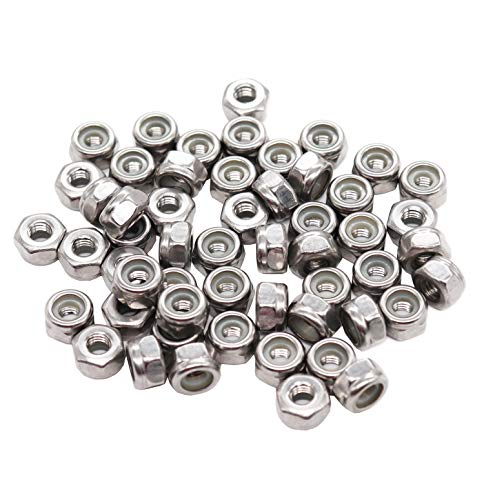binifiMux 50pcs 1/4-20 Nylon Inserted Self Locking Nuts 304 Stainless Steel