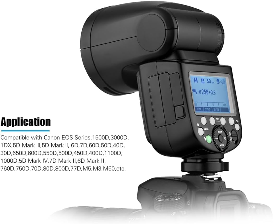 GODOX V1Pro-C 2.4G Wireless Camera Flash Speedlite with Detachable Sub Flash 1/8000s HSS 1.3s Recycle Time M/TTL Flash Mode 10 Levels Brightness Type-c Powered Compatible with Canon EOS Cameras