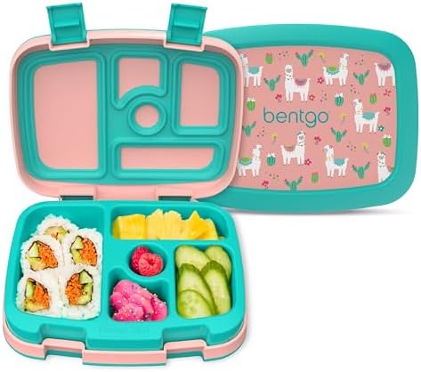 Bentgo Kids Prints Leak-Proof, 5-Compartment Bento-Style Kids Lunch Box - Ideal Portion Sizes for Ages 3 to 7 - BPA-Free, Dishwasher Safe, Food-Safe Materials - 2021 Collection (Llamas)