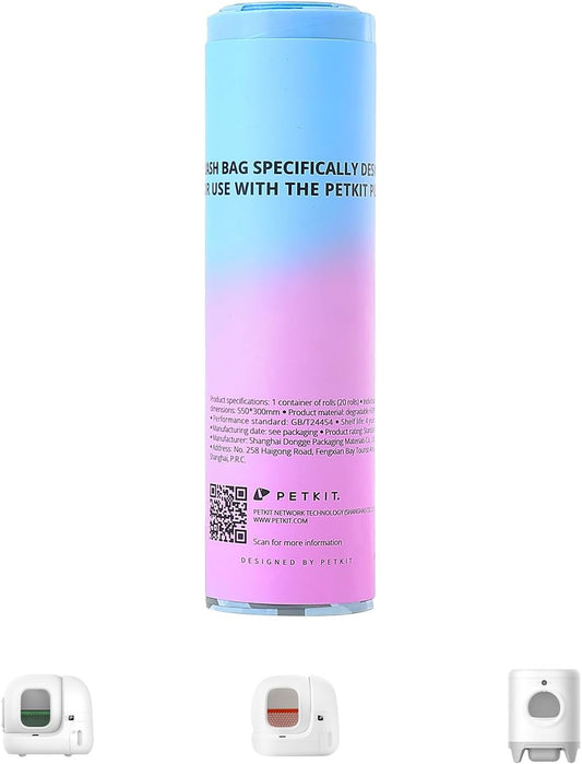 PETKIT PuraX PuraMax Replaced Waste Bags-1 Roll, Portable Cat Litter Waste Receptacles Bags for Self-Cleaning Cat Litter Box