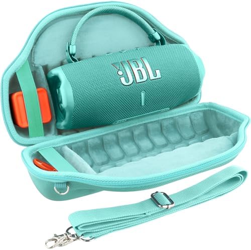 co2CREA Case for JBL Charge 6 Waterproof Portable Bluetooth Speaker, Hard Travel Case with Detachable Shoulder Strap (White Case)