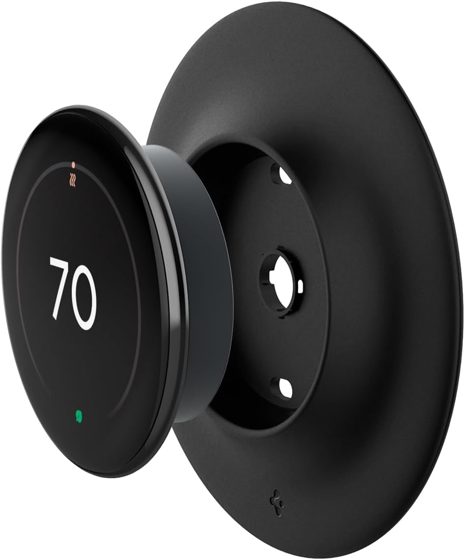 Spigen Wall Plate Designed for New Google Nest Learning Thermostat 4th Generation (2024) Wall Plate - Matte Black