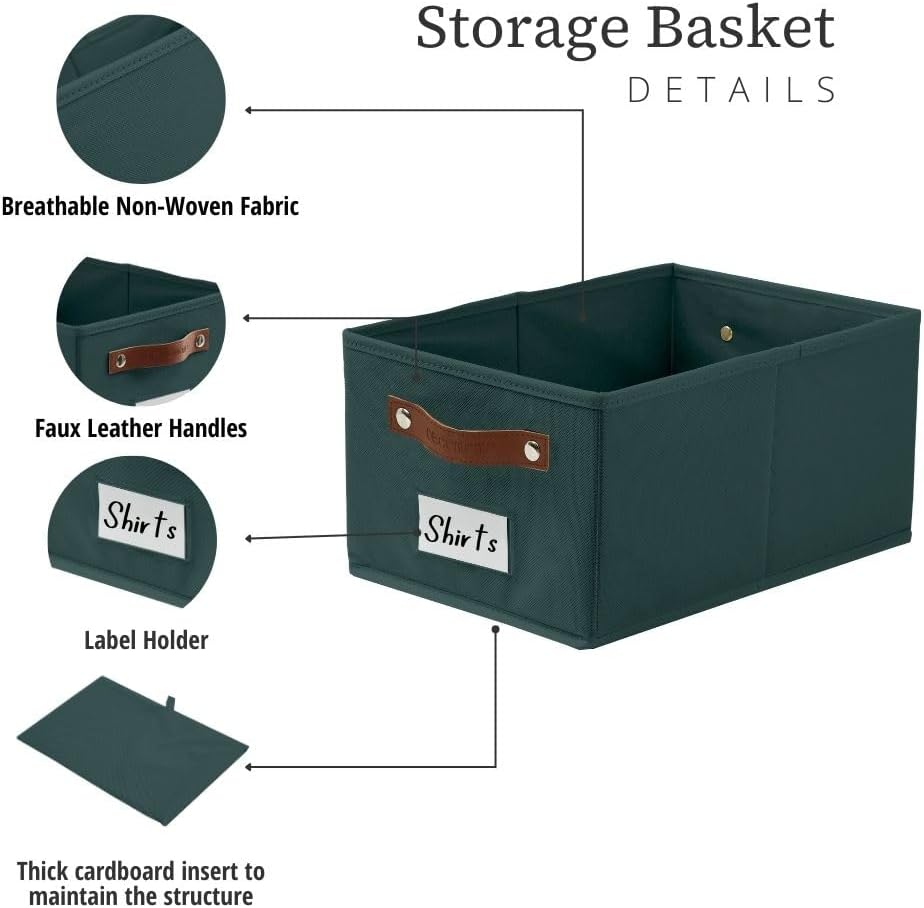 DECOMOMO Cube Storage Bin, Storage Cubes with Labels, Baskets for Shelves Kallax Linen Closet Organizers (Cube 10.5x11"/ 6pcs, Black)