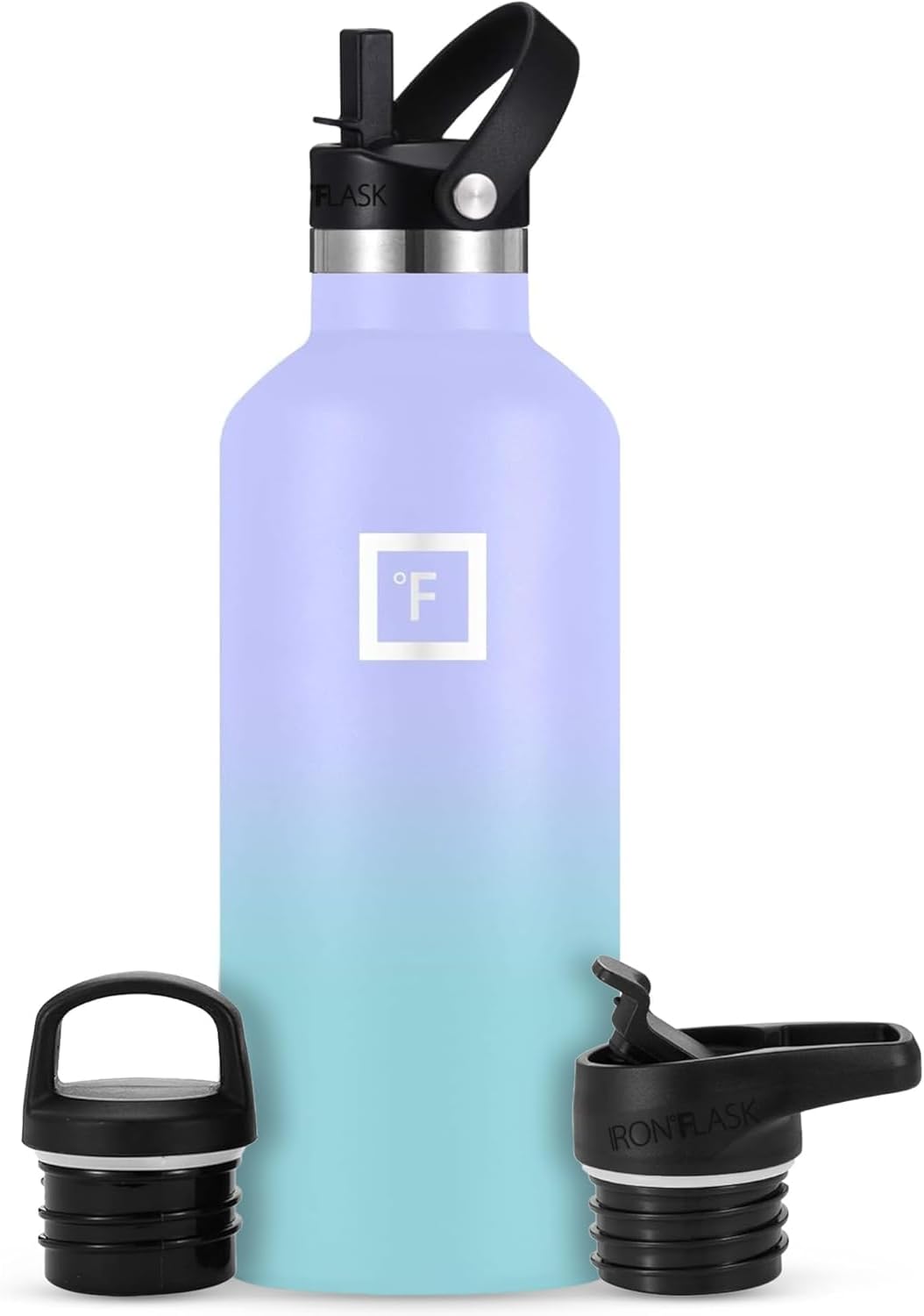 Camping & Hiking Hydration Canteens - 24oz 3 Lids (Narrow Straw/Spout Lid) Leak Proof Vacuum Insulated Stainless Steel - Hot & Cold Double Walled Sports Water Bottle