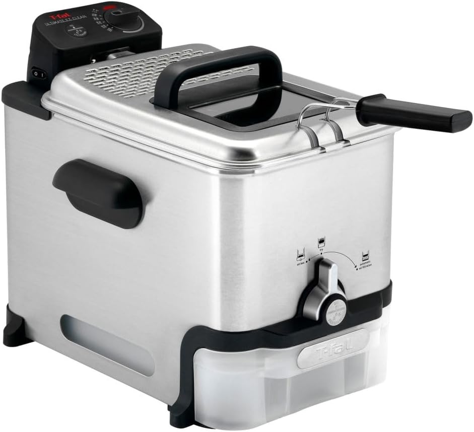 3.5L Stainless Steel Deep Fryer | Automatic Oil Filtration, Adjustable Temperature and 1700W Power