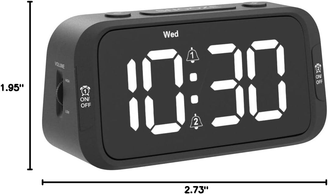 Odokee Digital Dual Alarm Clock for Bedroom, Easy to Set, 0-100% Dimmer, USB Charger, 5 Sounds Adjustable Volume, Weekday/Weekend Mode, Snooze, 12/24Hr, Battery Backup, Compact Clock for Bedside(Blue)