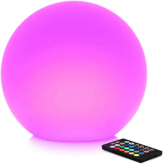 Mr.Go 12-inch Rechargeable LED Ball Light w/Remote, RGB Color-Changing LED Globe Orb Light, Home Kids Room Bedroom Bar Table Patio Pool Party Dimmable Sphere Nightlight Relax Mood Lighting Decoration
