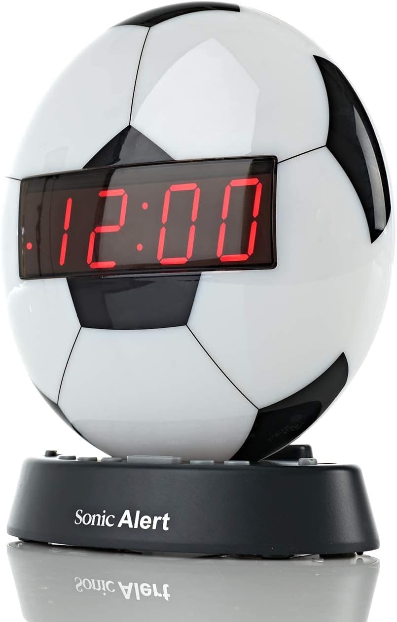 Sonic Alert Baseball Alarm Clock Nightlight for Heavy Sleepers - Loud & Compact Alarm Clock for Bedroom - Battery Backup & Full Range Dimmer - Easy to Set Digital Alarm Clock for Kids - AUX Connection