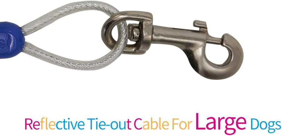 Petest 25ft Reflective Tie-Out Cable for Small Dogs Up to 35 Pounds