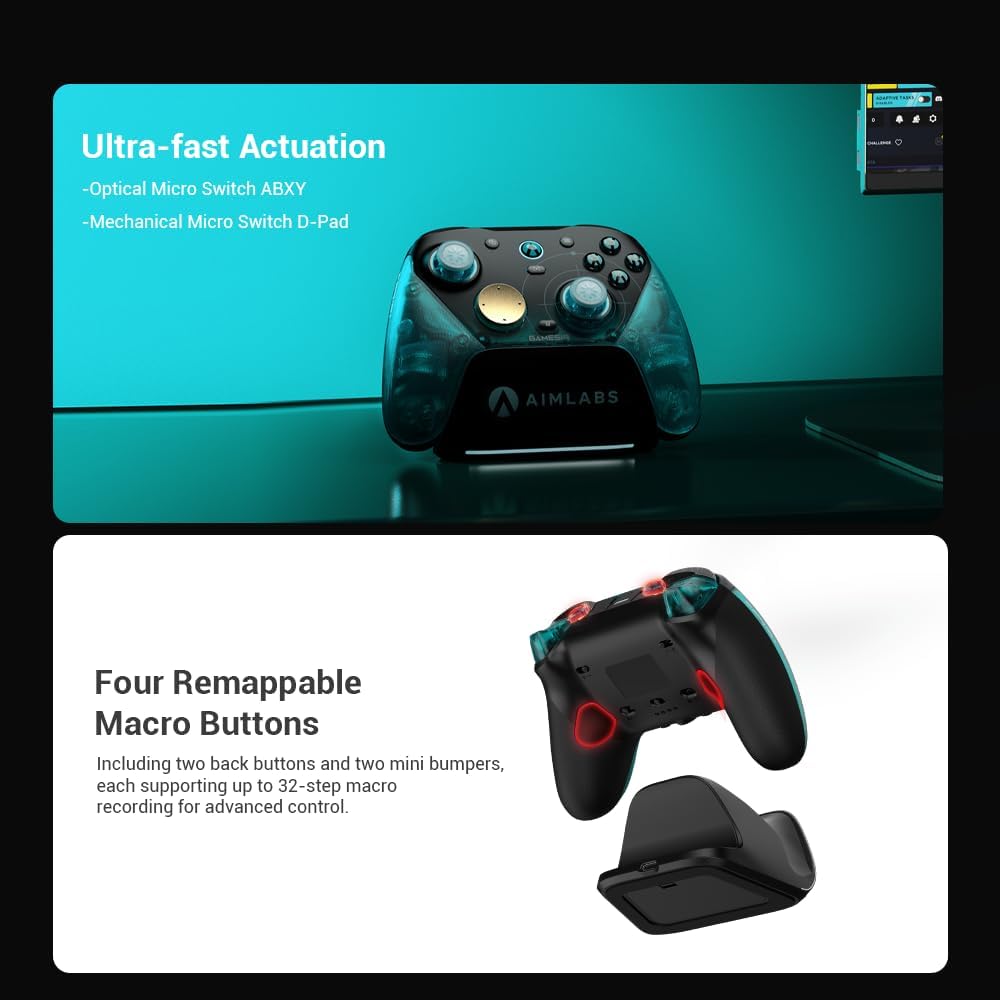 GameSir G7 Pro 8K PC Wireless Controller, Aimlabs Edition – 8000Hz Polling Rate Wired & 2.4G, TMR Joysticks Anti-Stick Drift, Hall Effect Analog Triggers, Esports Gamepad for Windows PC with 3.5mm Audio