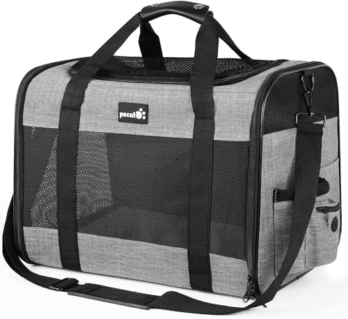 Pecute Cat Carrier Dog Carrier up to 15lbs,Pet Carrier for Cats and Puppies with Foldable Bowl, Soft-Sided Bag with Breathable Mesh, Suitable for Long and Short Trips Travel Camping Outdoor