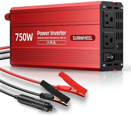 SUNWHEEL 4000W Pure Sine Wave Inverter, 12V DC to 110V/120V AC Power Inverter for RV、Microwave、Off Grid、Truck、Refrigerator、Air Conditioner with 4 AC outlets and LCD Display