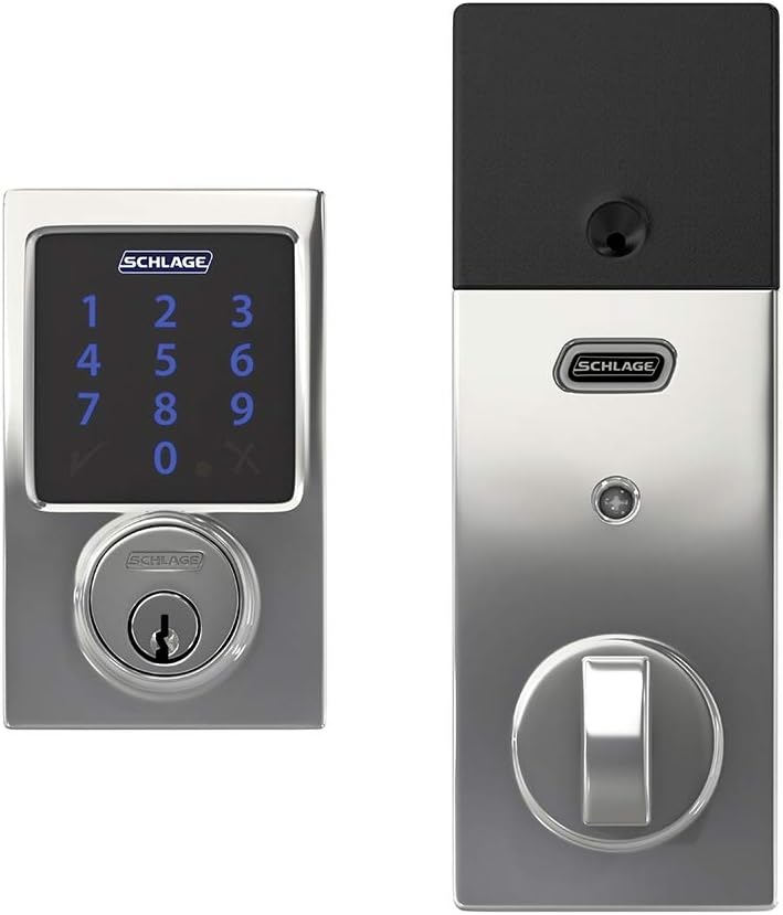 Schlage BE469ZP CEN 622 Connect Smart Deadbolt with Alarm with Century Trim in Matte Black, Z-Wave Plus Enabled
