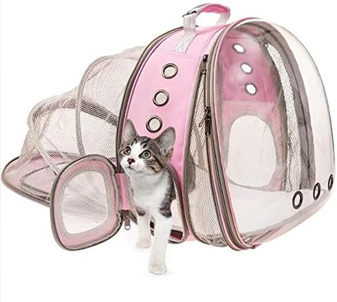 Cat Backpack Carrier Pet Dog Expandable Carriers Bag with Space Capsule Clear Bubble Window for Kitten Small Puppy and Bunny Cats Travel Hiking Walking Outdoor Use