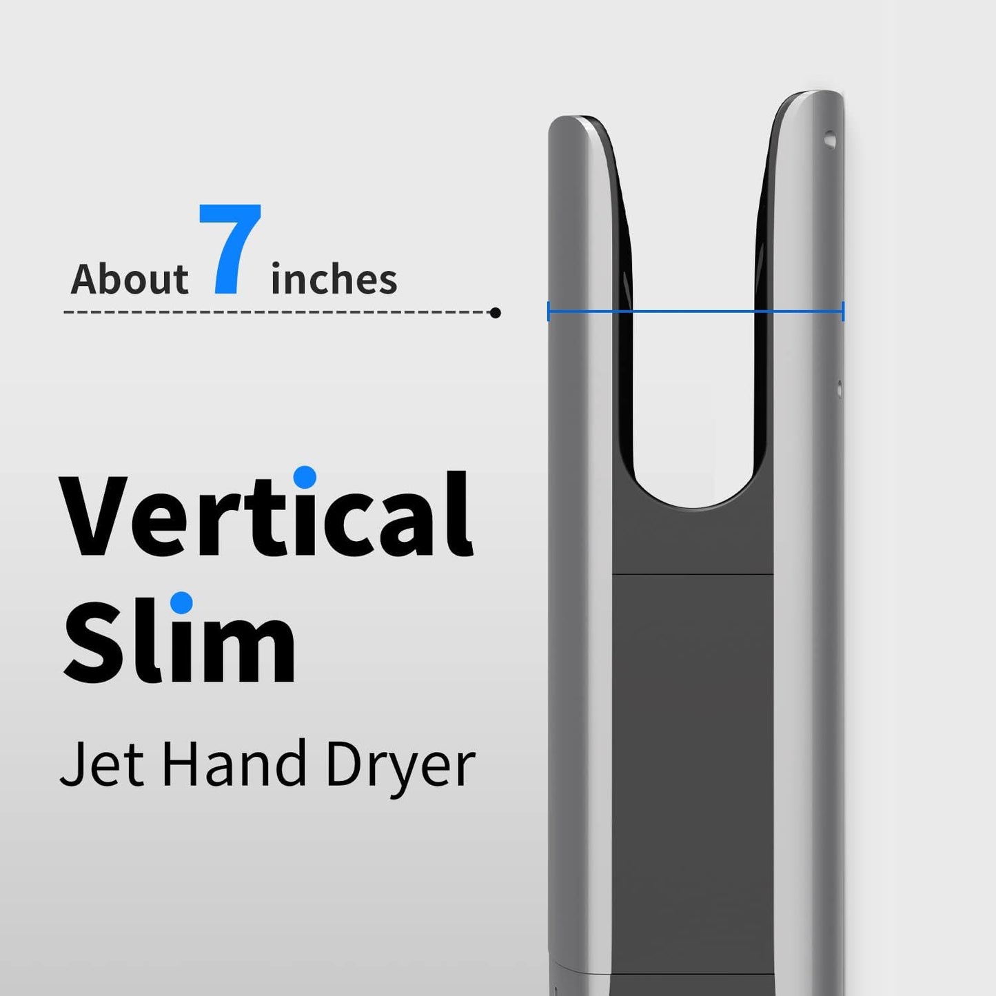 AIKE HEPA Filtered Vertical Hand Dryer Slim, 110-130V Silver 2023 New Version Model AK2065